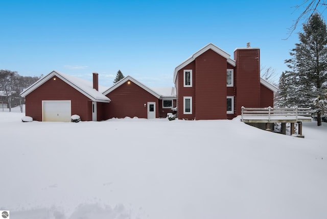 exterior space with a garage