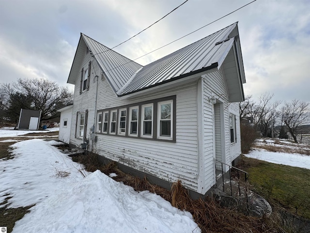 view of snow covered property