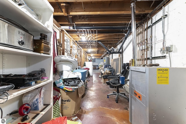 basement featuring water heater