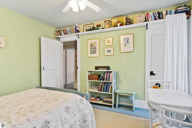 bedroom featuring light wood finished floors