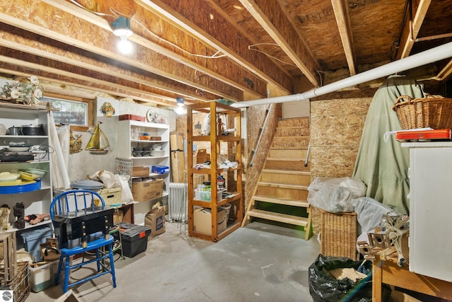 view of unfinished basement
