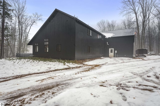 view of snow covered property