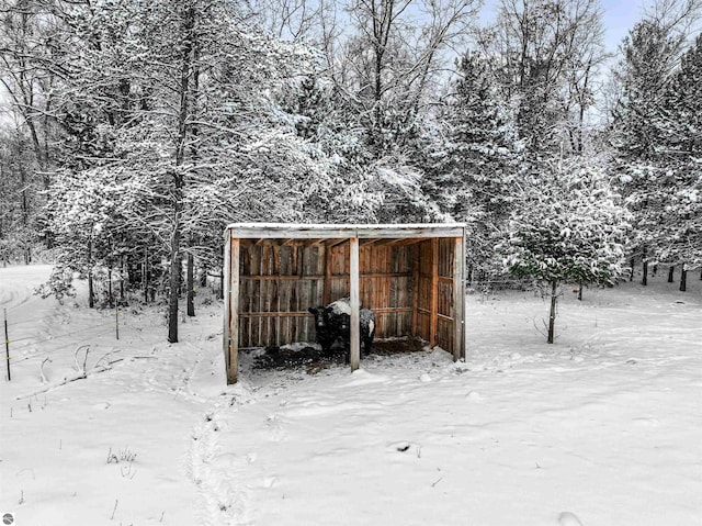 view of snow covered structure