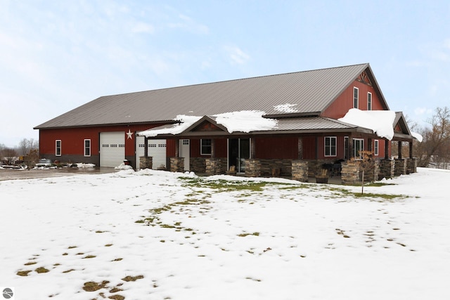 exterior space with a garage