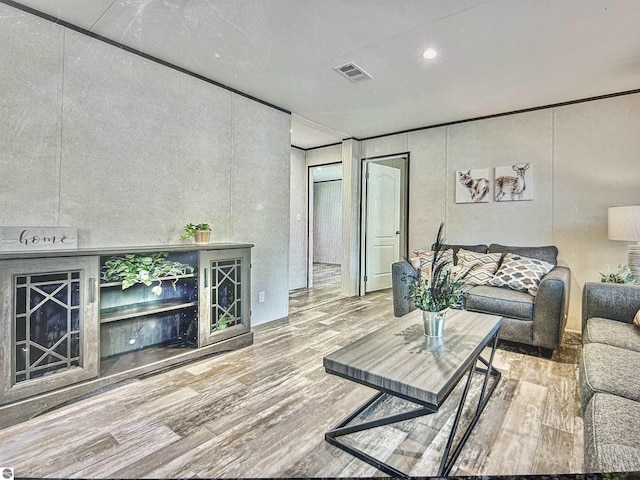 living room with hardwood / wood-style flooring