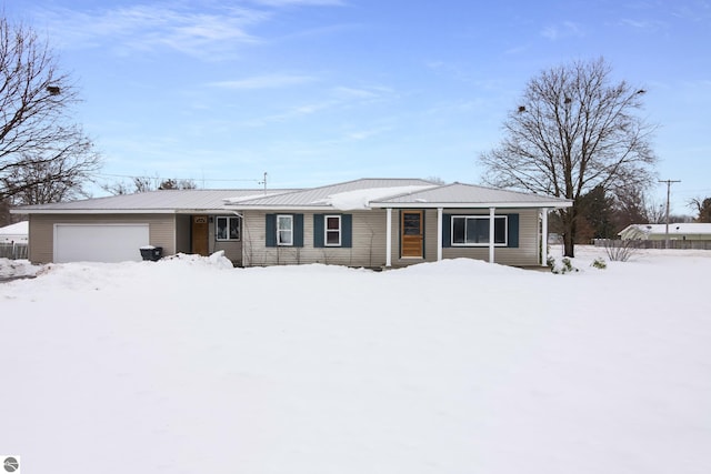 single story home with a garage