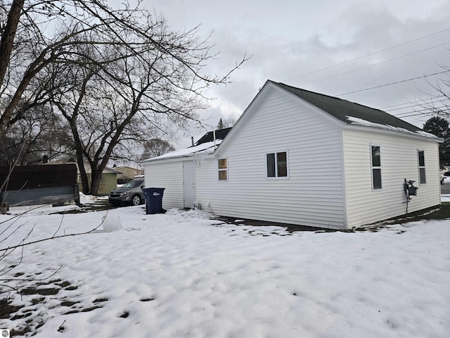 view of snow covered exterior