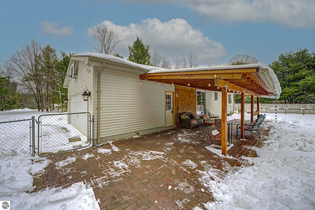 exterior space featuring a garage