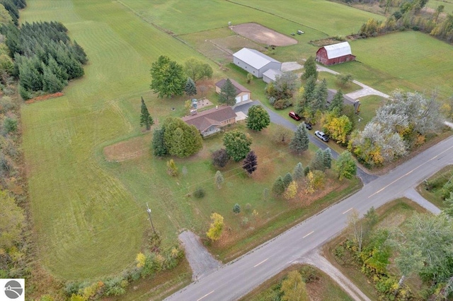 aerial view featuring a rural view