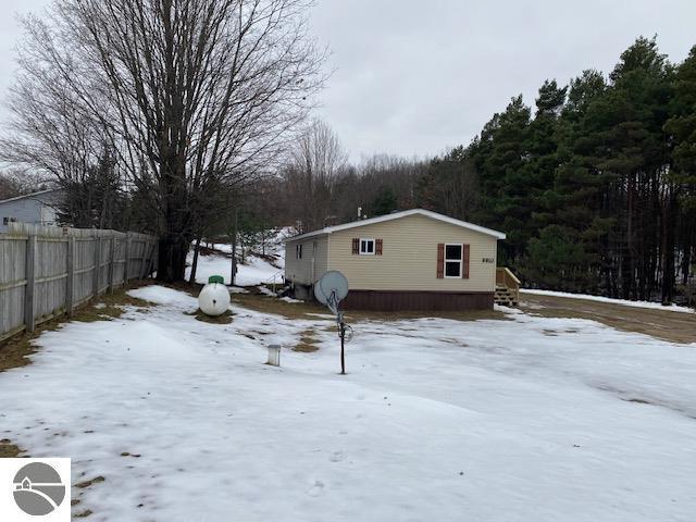 view of snow covered exterior