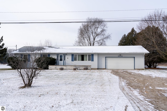 single story home with a garage