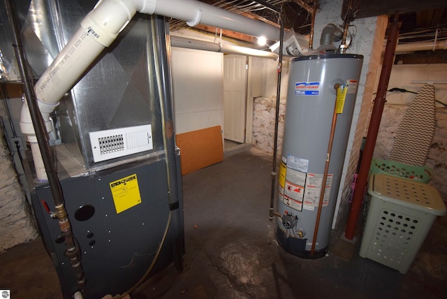 utilities with gas water heater and heating unit