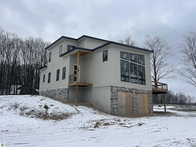 view of snow covered exterior