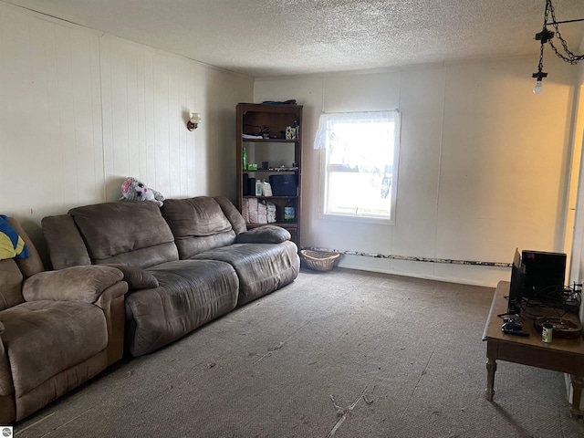 421 N Michigan Ave, Manton, MI 49663 - living room featuring carpet flooring and a textured ceiling