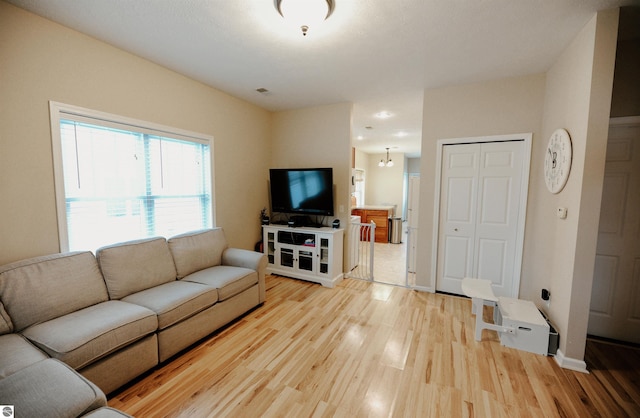 living room featuring light hardwood / wood-style floors