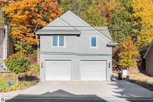 exterior space featuring a garage