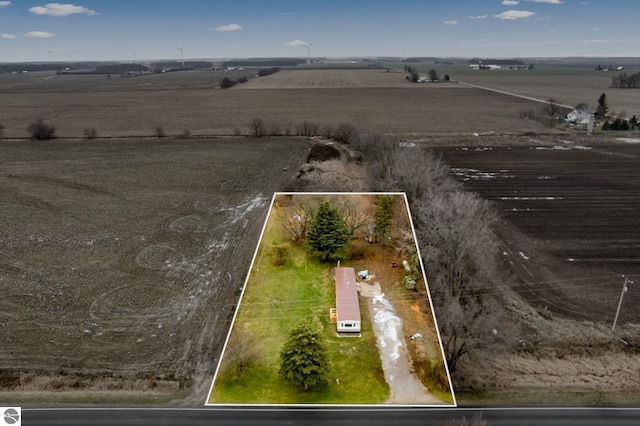 bird's eye view with a rural view