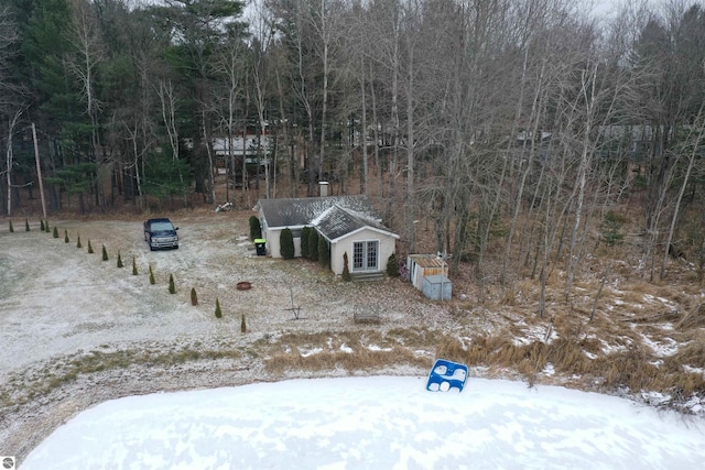 view of snowy aerial view