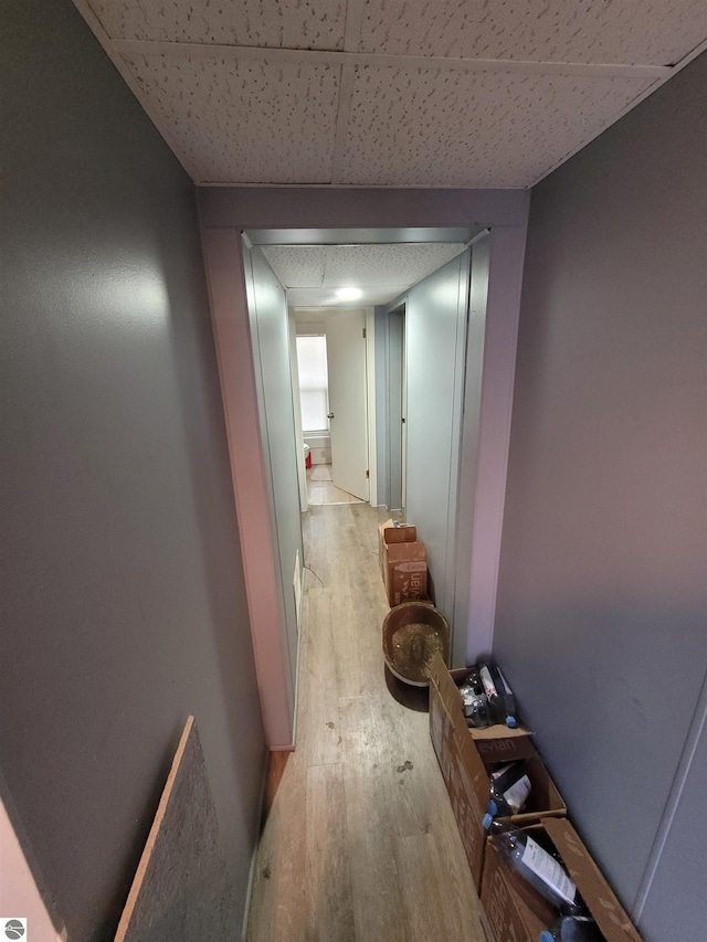 corridor with light wood-type flooring