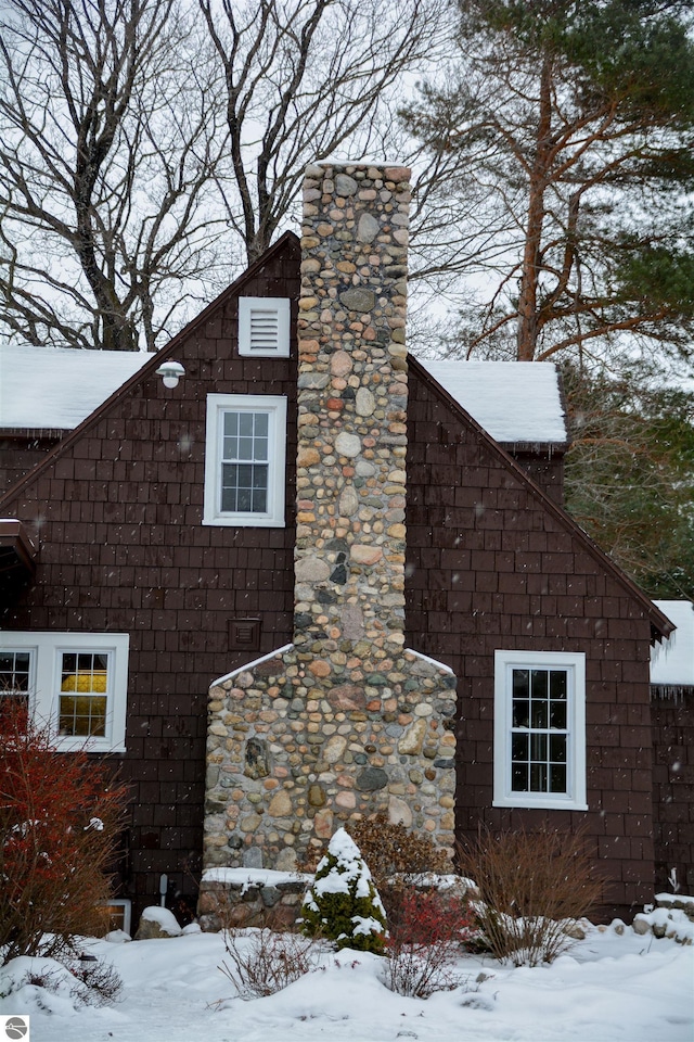 view of snowy exterior