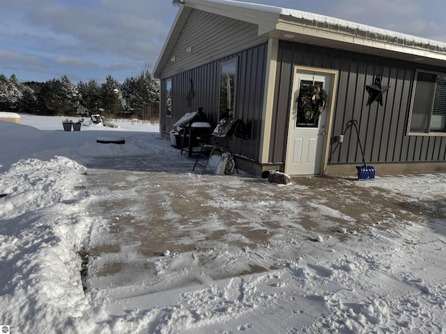 view of snowy exterior