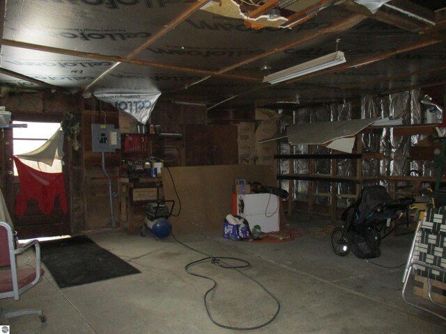 garage with electric panel