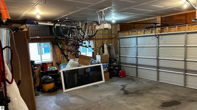 garage with a garage door opener