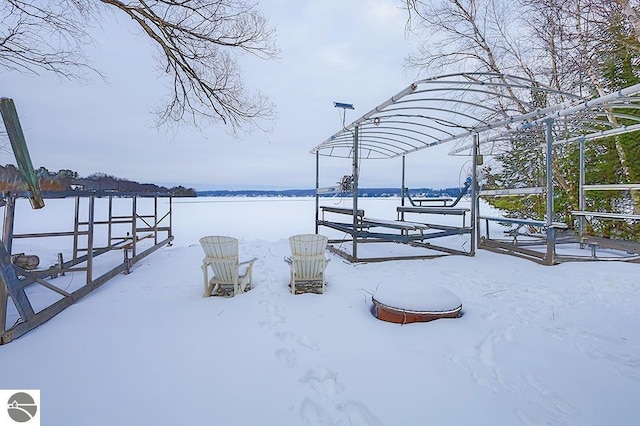 dock area featuring a water view