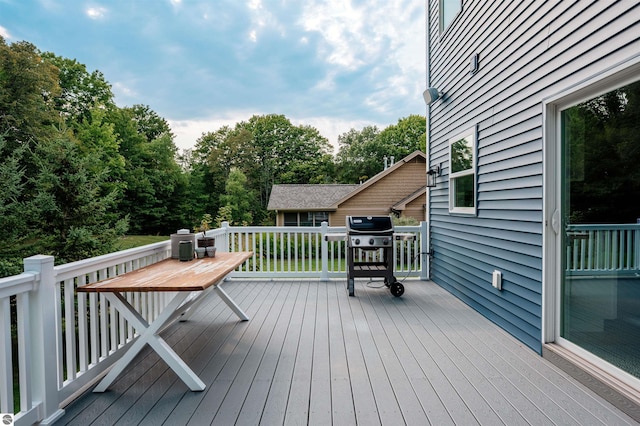 deck with a grill