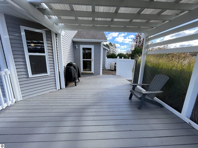 deck featuring grilling area