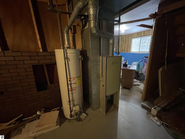 utilities with heating unit and gas water heater