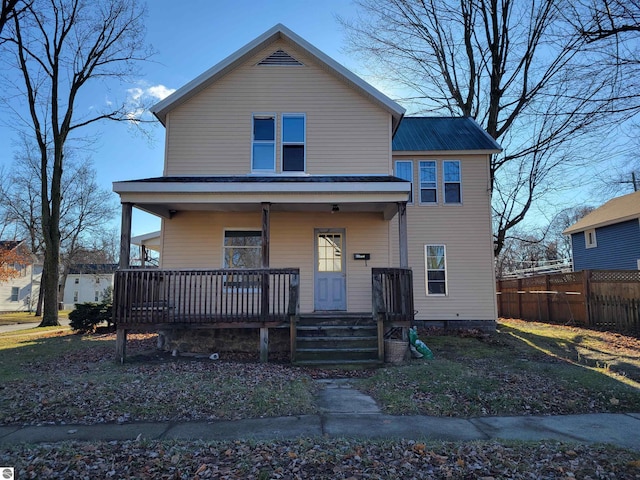 view of front of home with covered porch