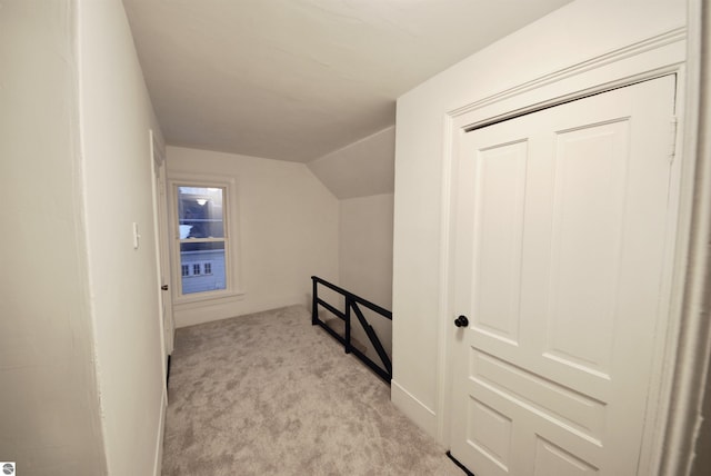 bonus room with light carpet and lofted ceiling