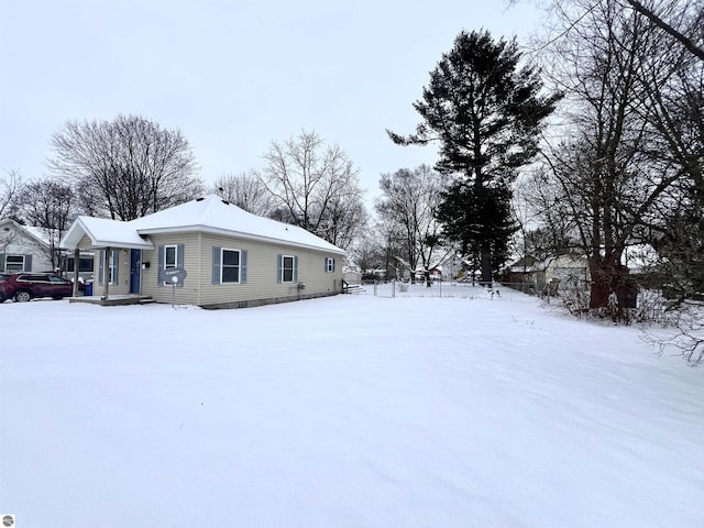 view of snowy exterior