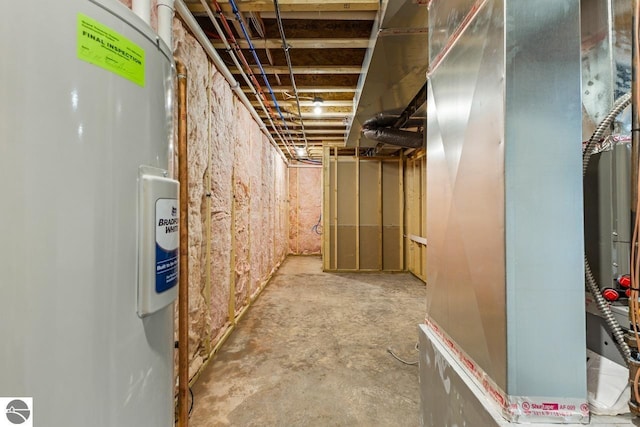 basement with electric water heater