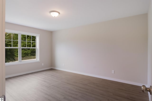 spare room with wood-type flooring