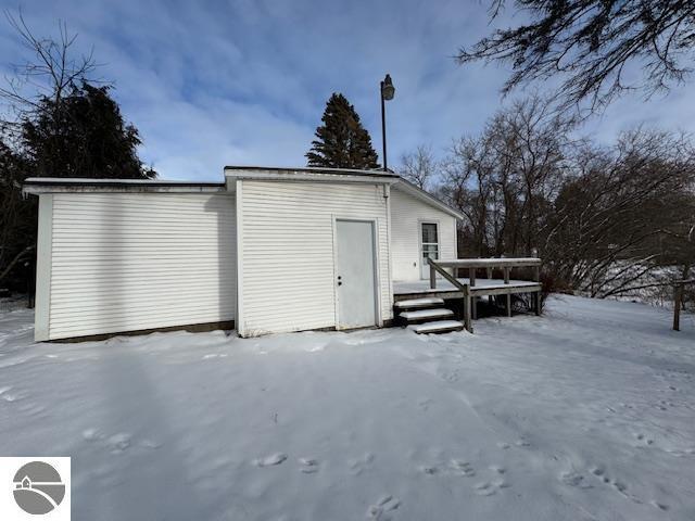 view of snow covered structure