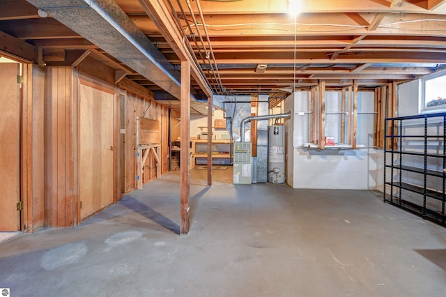 basement featuring water heater