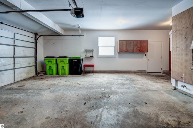 garage with a garage door opener