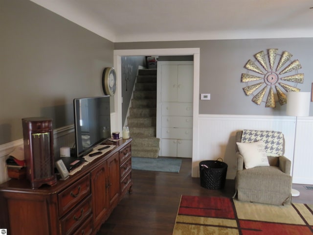 living room featuring dark hardwood / wood-style flooring