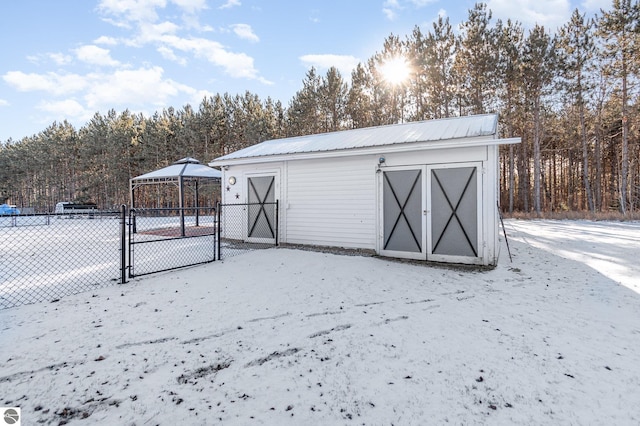 view of snow covered structure