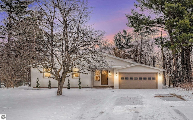 view of front of property with a garage