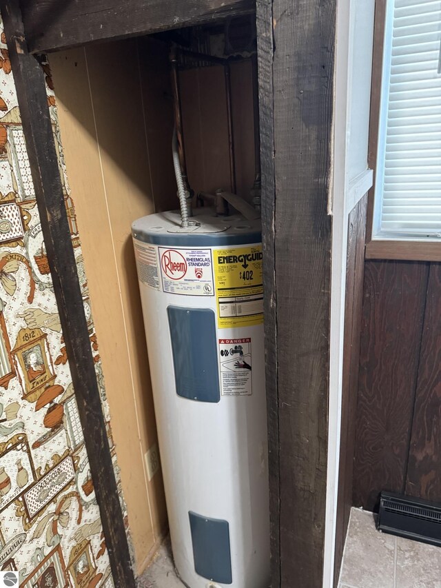 utility room with electric water heater