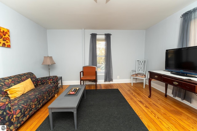 living room with light hardwood / wood-style flooring