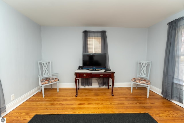 living area with light wood-type flooring