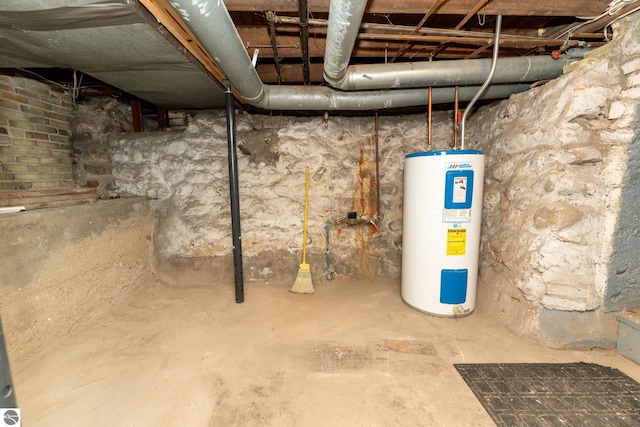 basement featuring water heater