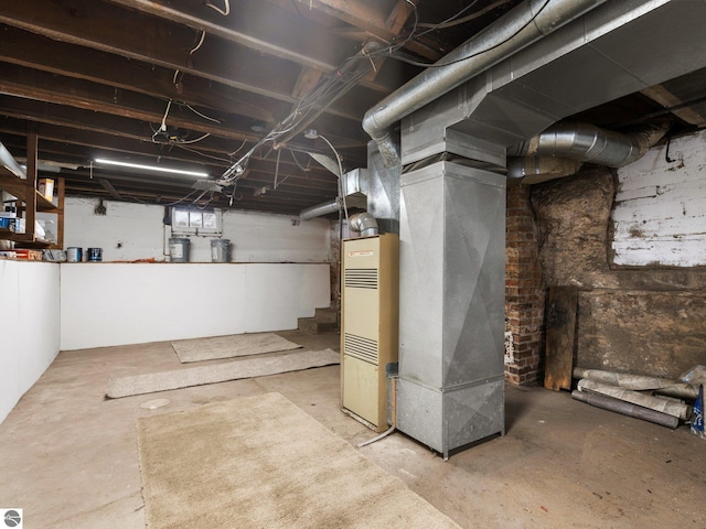 basement with heating unit