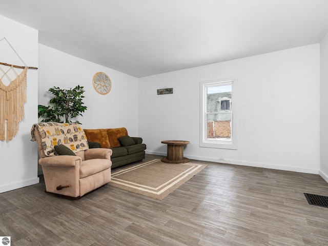 living room with hardwood / wood-style floors