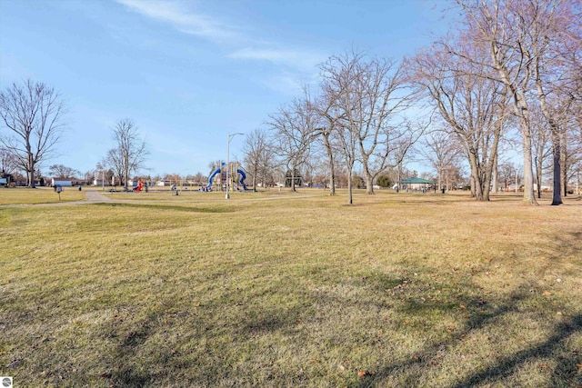 view of yard with a playground