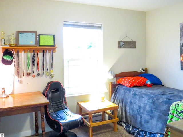 bedroom with carpet